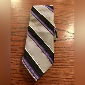 Wilkes bashford Purple and Black Striped Tie